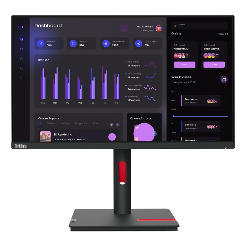 Lenovo ThinkVision T24i-30 LED display 60,5 cm (23.8") 1920 x 1080 Pixel Full HD Nero