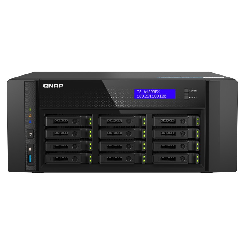 QNAP TS-h1290FX NAS Tower EPYC 7302P 128 GB DDR4 0 TB QuTS hero Nero