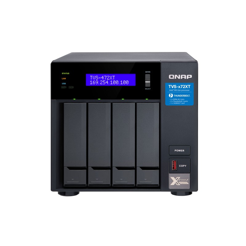 QNAP TVS-472XT NAS Tower Intel® Core™ i3 4 GB DDR4 0 TB QNAP QTS Nero