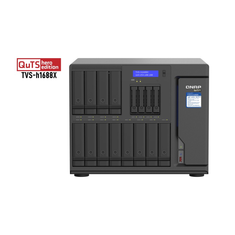 QNAP TVS-h1688X NAS Tower Intel® Xeon® W-1250 32 GB DDR4 0 TB QuTS hero Nero