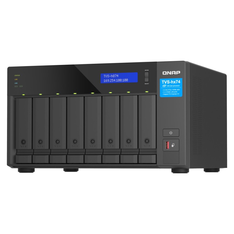 QNAP TVS-h874X NAS Tower Intel® Core™ i9 64 GB DDR4 0 TB QuTS hero Nero