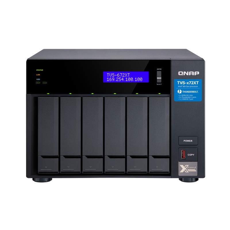 QNAP TVS-672XT NAS Tower Intel® Core™ i3 8 GB DDR4 0 TB QNAP QTS Nero QNAP TVS-672XT NAS Tower Intel® Core™ i3 8 GB DDR4 0 TB QNAP QTS Nero