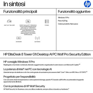 HP EliteDesk 8 Tower G1i AI Wolf Pro Security Edition Intel Core Ultra 9 285 32 GB DDR5-SDRAM 1 TB SSD Windows 11 Pro PC AI PC